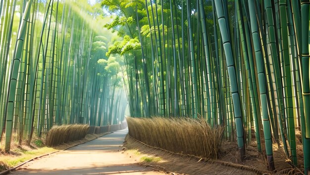 Beautiful bamboo forest scene for desktop background