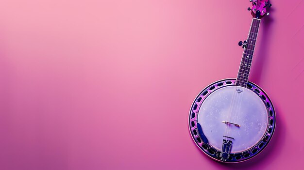 Photo a beautiful banjo with a pink background the banjo is a stringed instrument that is often used in bluegrass and folk music