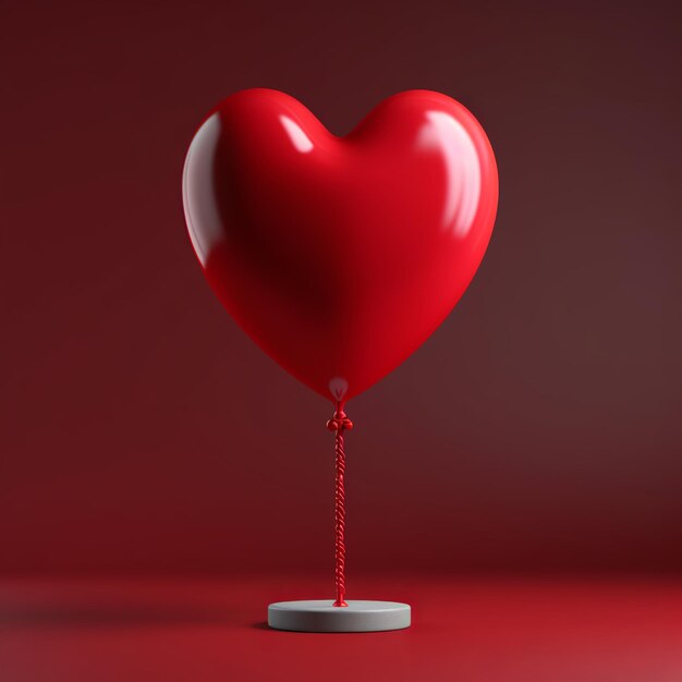 Beautiful banner heart valentines day love image red ball background generative ai