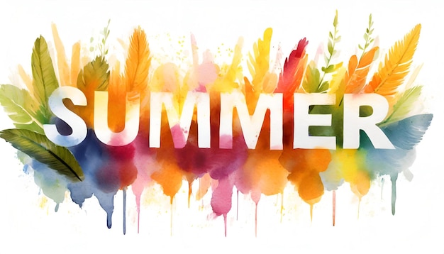 Photo beautiful banner with lettering summer