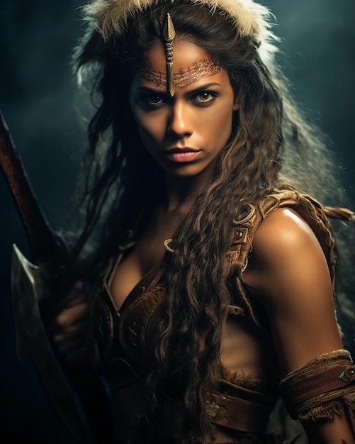 Beautiful barbarian warrior woman