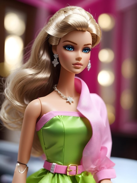 Photo beautiful barbie doll in fashionable clothes 3 barbie full body blue eyes samiling face hair