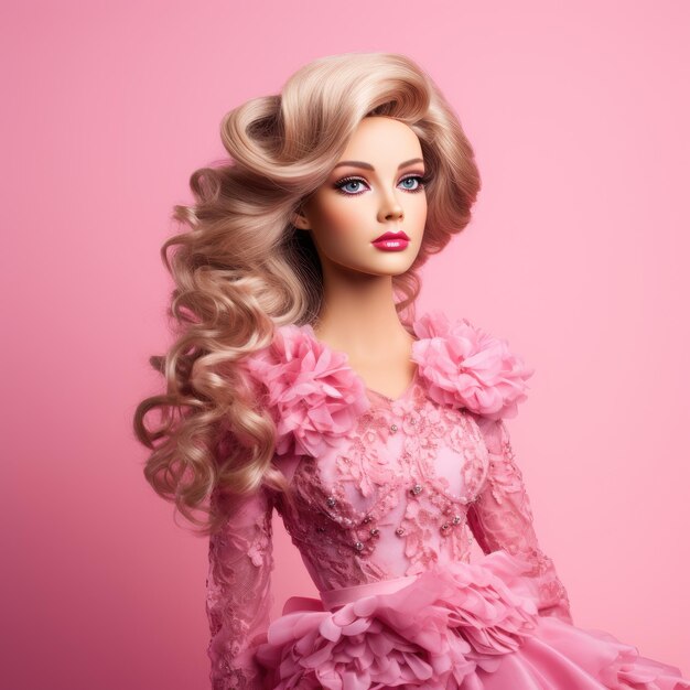 beautiful barbie girl on a pink background