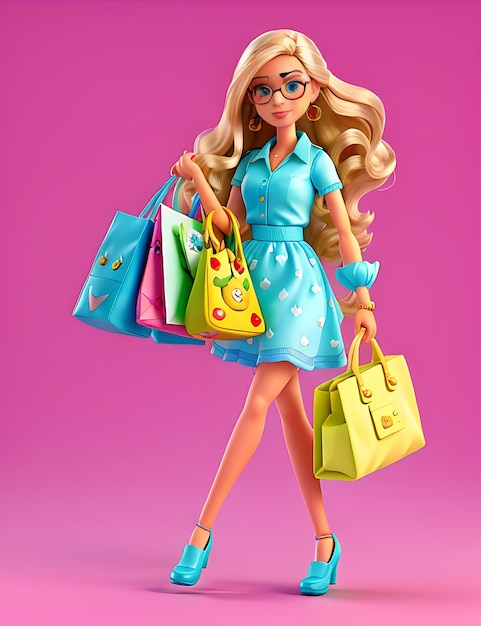 Beautiful Barbie girl shopping