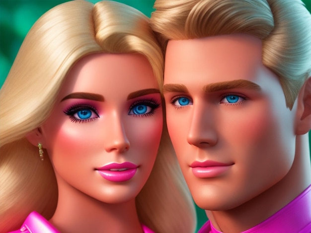 beautiful barbie and handsome ken doll in pink