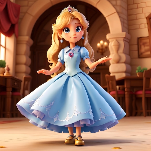 Premium Photo | Beautiful Barbie princess in blue dress
