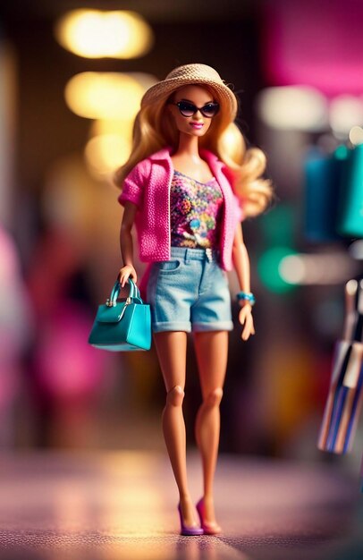 A beautiful barbie with a long yellow hair Stylish doll Barbie Shopaholic Summer Trendy Outfit