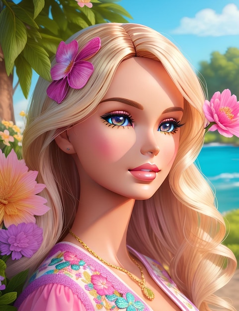 Beautiful Barbie with summer style on a sunny day