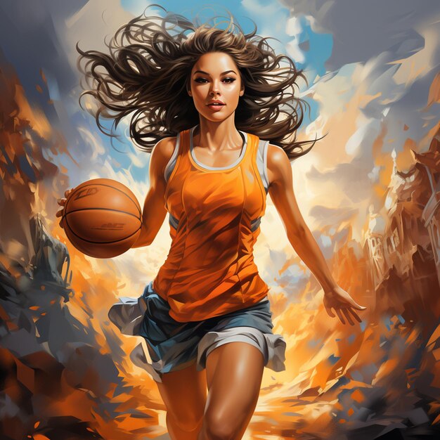 Beautiful basketball athlete illustration