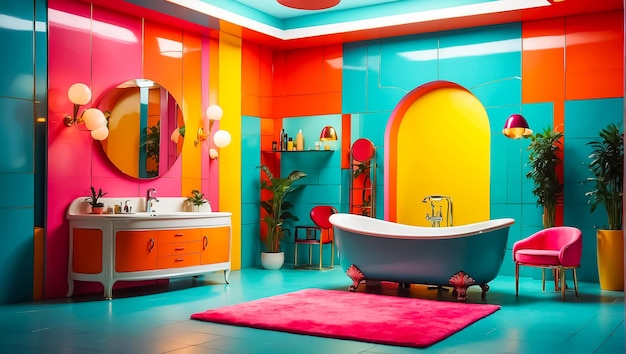 Photo beautiful bathroom bright stylish