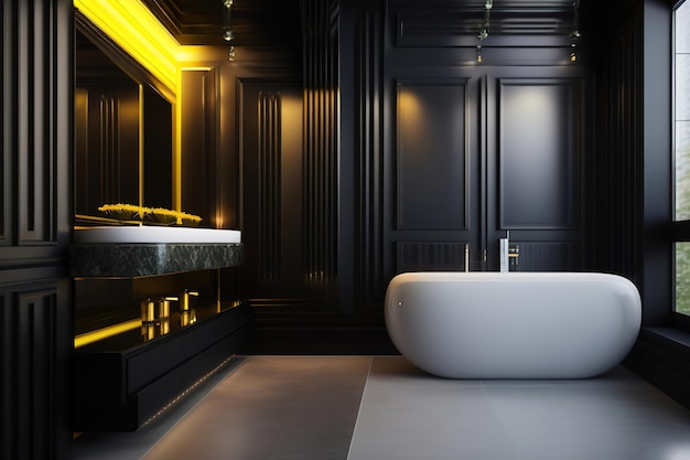 Beautiful bathroom interior in dark colors