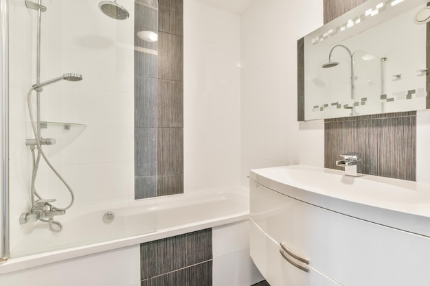 Beautiful bathroom with a big bathtub