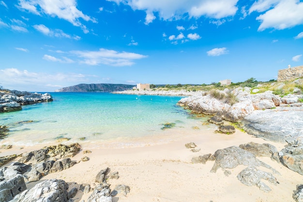 写真 ギリシャの壮大な海岸線の美しいビーチと水湾 ターコイズ ブルーの透明な水 ユニークな岩の崖 ギリシャの夏のトップ旅行先 マニ半島 ペロポネソス