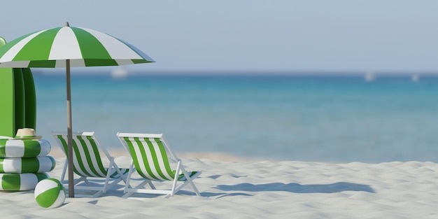 Beautiful beach Chairs on the sandy beach near the sea Summer holiday and vacation