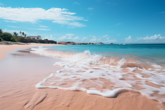 Beautiful beach in close up with blue skyxAxA