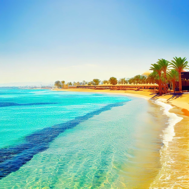 Beautiful beach coast in the red sea egypt summer landscape travel holiday background