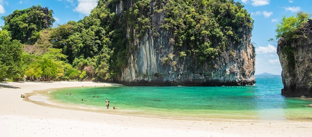 Beautiful beach on Hong island Krabi Thailand landmark destination Southeast Asia Travel vacation tropical and holiday concept