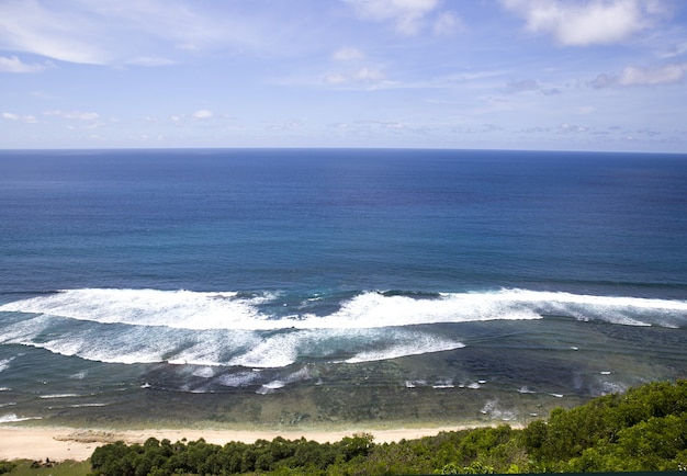 Beautiful beach on the Indian ocean bay. Its paradise with white sand. Vacation relaxed time