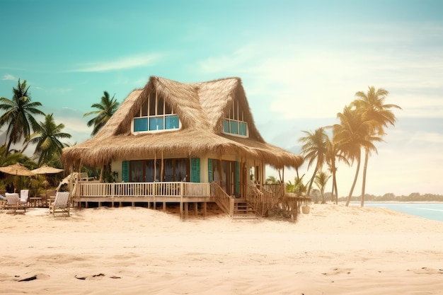 Beautiful beach inn Profesional Photography AI Generated