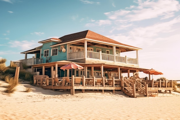 Beautiful beach inn Profesional Photography AI Generated