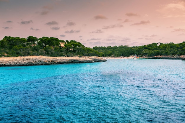 Beautiful beach landscape exotic tropical island nature blue sea water ocean waves in Mallorca