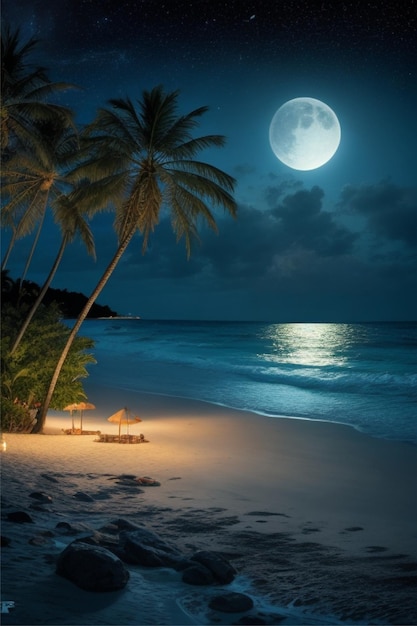 beautiful beach night scene