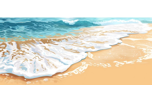 砂浜にぶつかる青い海の波の美しいビーチシーン 写真は熱帯のビーチの平和でやかな美しさを捉えています