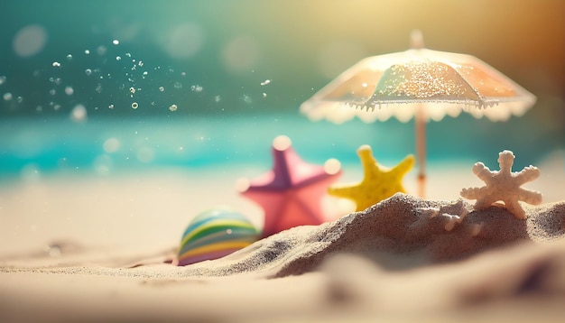 Beautiful beach summer background with bokeh 3d Generative AI