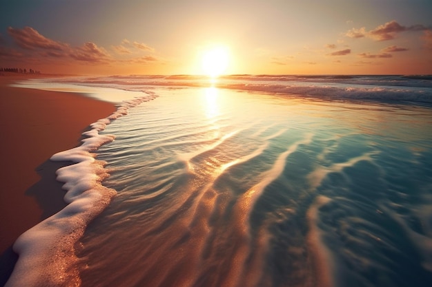 beautiful beach in sunset evening