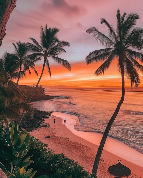 A beautiful beach tropical Palm Tree realistic