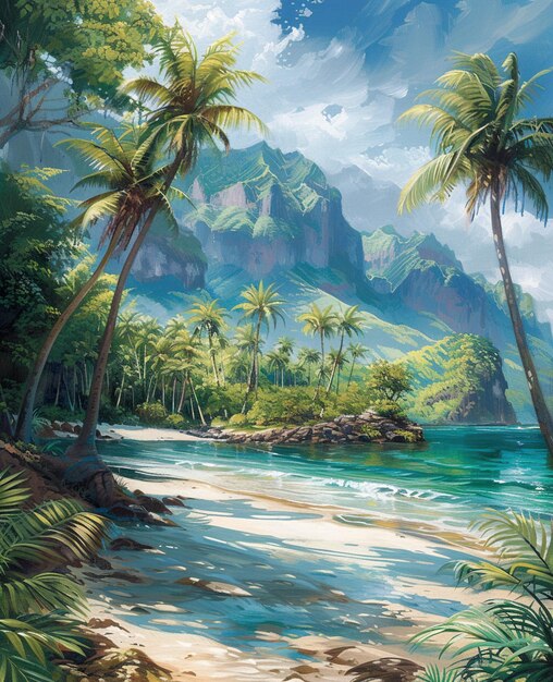 A beautiful beach tropical Palm Tree realistic