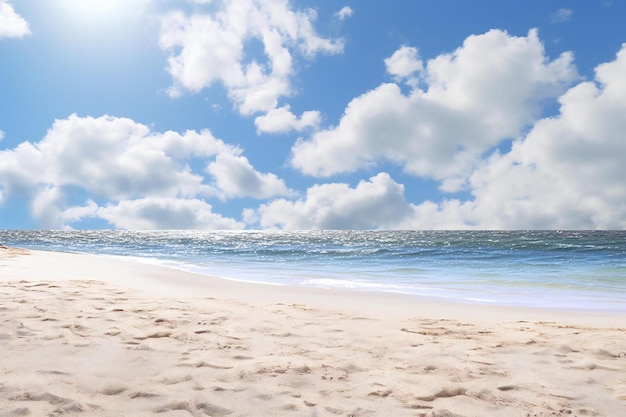 Красивый пляж и тропическое море под голубым небом с белыми облаками
