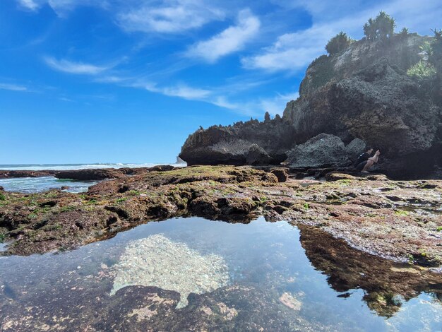 Beautiful beach view from mesra beach in yogyakarta indonesia