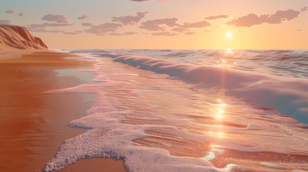 beautiful beach warm colors soft light digital art