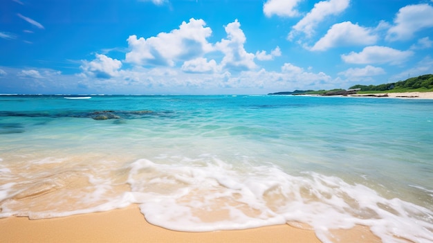 Beautiful beach with amazing blue water and waves landscape photography