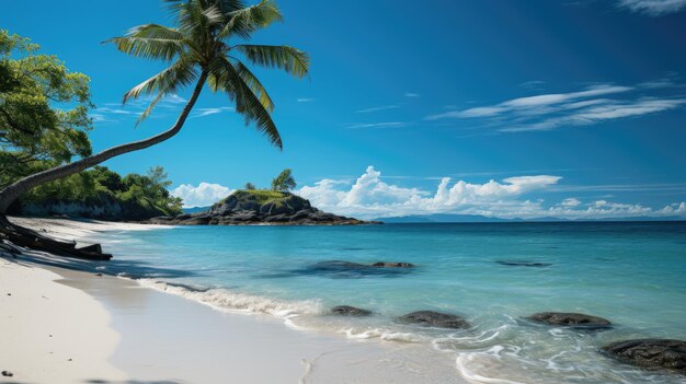 Beautiful beach with a clear blue sky