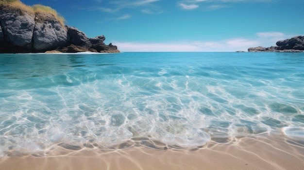 透明な水の美しいビーチ 人工知能の画像