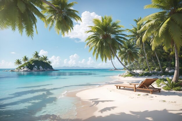 Beautiful beach with palm trees