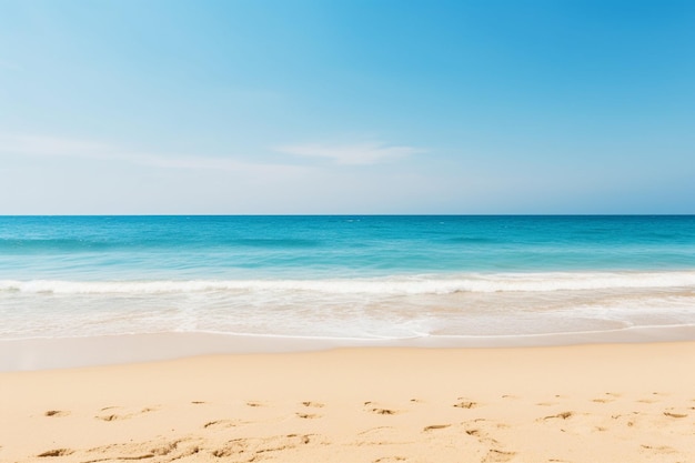 Beautiful beach with sea and ocean on blue sky