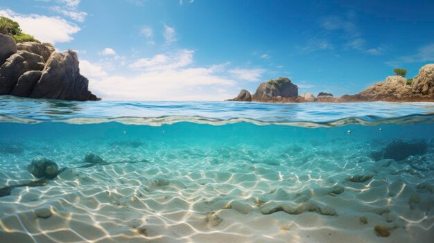 Photo beautiful beach with transparent waters and white sand