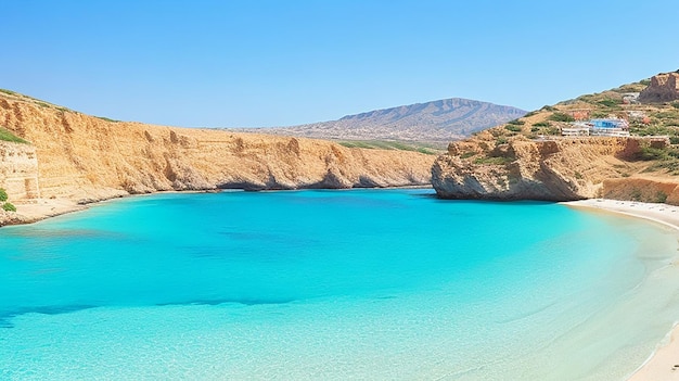 Beautiful beach with turquoise water and cliffs crete island greece natural landscape design