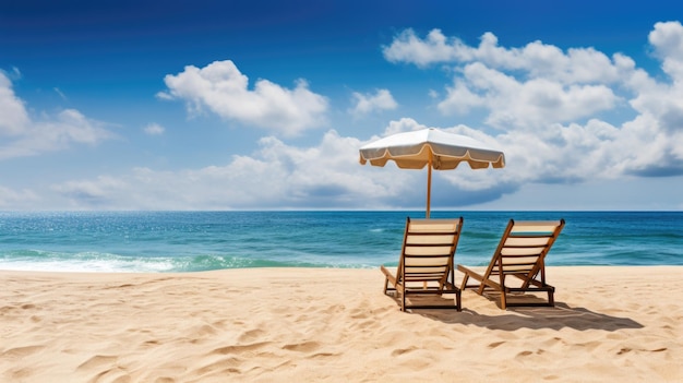 Beautiful beach with two beach chairs