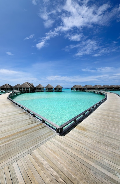 Beautiful beach with water bungalows