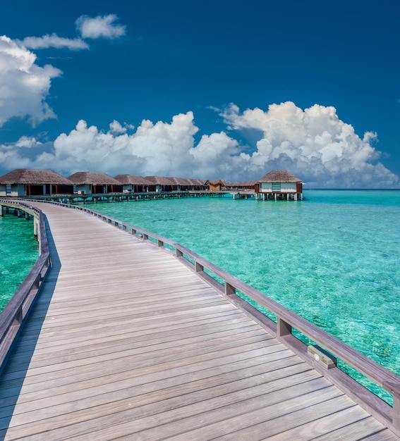 Beautiful beach with water bungalows