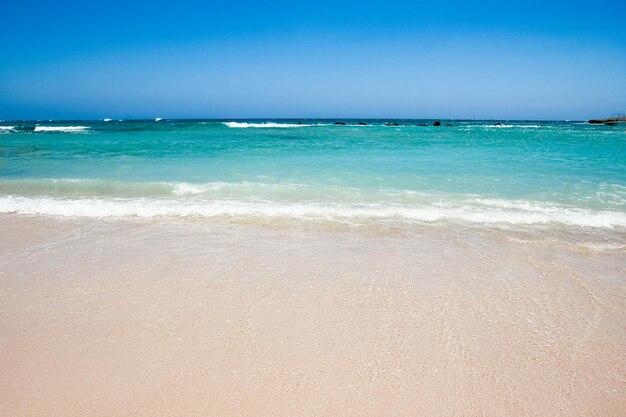 Beautiful beach with waves in the nature of the background