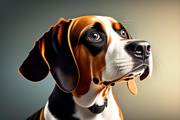Beautiful Beagle dog in glasses isolated on a black background Portrait of a cute Beagle dog Gener