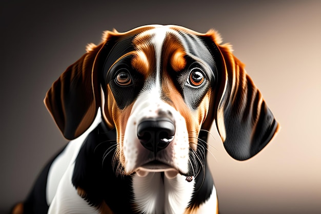 黒の背景に分離されたメガネの美しいビーグル犬 かわいいビーグル犬の肖像画