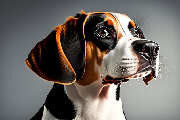 Beautiful Beagle dog in glasses isolated on a black background Portrait of a cute Beagle dog Gener