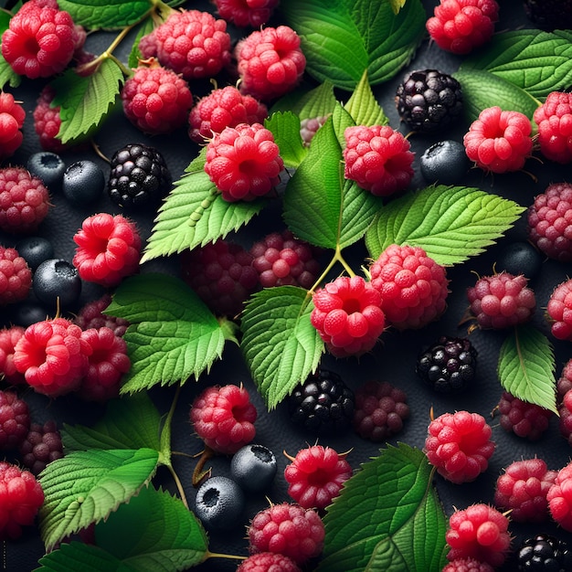 Beautiful berries with leafs as natural smooth background