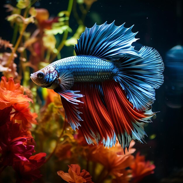 Photo beautiful betta fish in aquarium